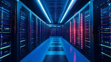 Poster - encrypted data hardware and security technology installed in a modern data center facility the image