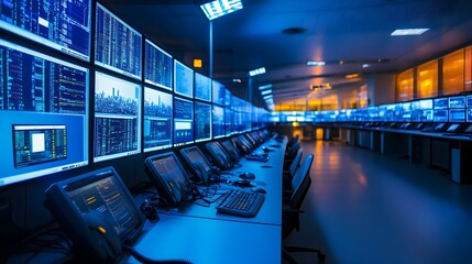 Poster - secure data center with vigilant alert systems monitoring the digital infrastructure for enhanced cy