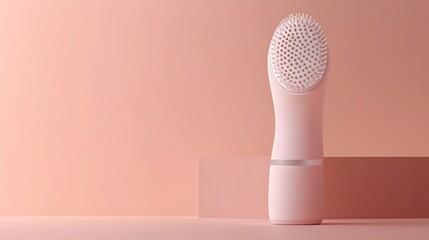 Poster - High tech Facial Cleansing Brush with Smart Capabilities Placed on a Plain White Background Providing Ample Space for Text Overlay or Branding