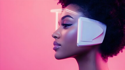Poster - A sophisticated and futuristic smart cosmetic device scanning a person s face for advanced skin analysis diagnosis and personalized skincare treatment recommendations