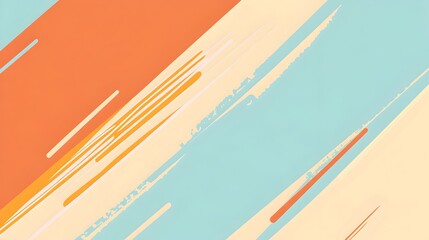 Poster - Minimalist and Vibrant Diagonal Stripe Slide Background Design in Striking Orange and Light Blue Color Tones Leaving Blank Central Space for Content