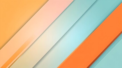 Poster - Vibrant Minimalist Slide Background with Abstract Diagonal Stripe Design in Orange and Light Blue Color Palette Leaving Blank Center Space for Content