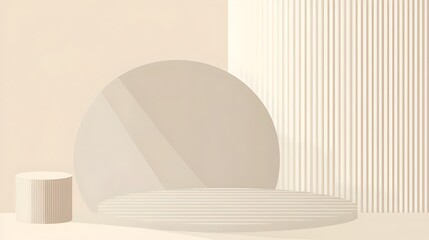 Poster - Minimalist slide background featuring soft neutral beige and taupe tones with a blank central space perfect for adding text images or other content for presentations
