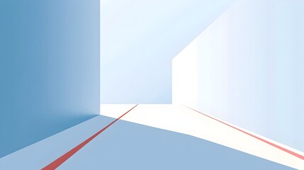 Poster - Minimalistic slide background with a clean modern design featuring light blue and white colors accented by a thin red line leaving a blank center space for content insertion
