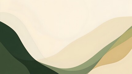 Poster - Elegant and Minimalistic Slide Background with a Soothing Color Palette of Deep Green Light Olive Soft Beige and Pale Yellow Tones Leaving the Center Space Blank for Adding Your Own Content