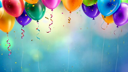 Aufkleber - A bunch of colorful balloons are floating in the air. The balloons are of different colors and sizes, creating a vibrant and lively atmosphere. Concept of celebration and joy