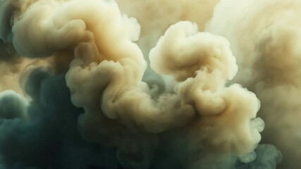 Poster - A cloud of smoke is billowing in the air. The smoke is thick and hazy, creating a sense of unease and danger. The image evokes a feeling of chaos and destruction