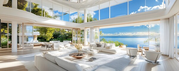 Wall Mural - Modern Living Room With Ocean View.