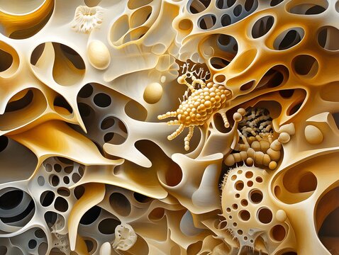 Abstract Organic Structure with a Spiky Creature.