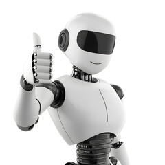 Canvas Print - Friendly robot giving thumbs up isolated on white background