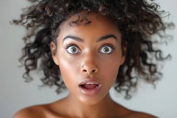 Wall Mural - black woman surprised look on face