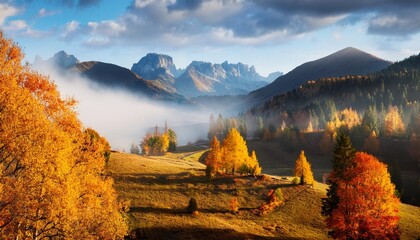 Wall Mural - autumn in the misty mountains