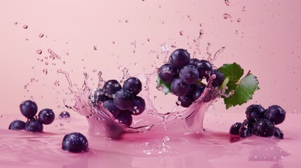 Fresh grape fruit with water splashes