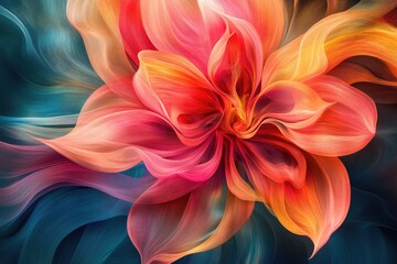 Poster - Abstract Colorful Flower with Layered Petals