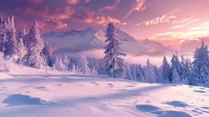 Wall Mural - Beautiful winter landscape, perfect for skiing backgrounds, generative ia