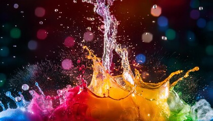 Wall Mural - dynamic soda explosion colorful energetic environment splashes bright colors bubbles vibrant energy fizzy drink refreshment cheerful party fun