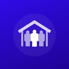 Wall Mural - Shelter icon with people and a house, transparent design