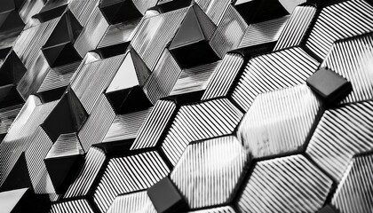 Canvas Print - black and white hexagonal patterns in black and white