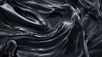 Poster - Black fluid swirling background, generative Ai
