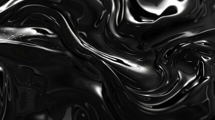 Poster - Black fluid swirling background, generative Ai