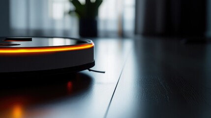 Poster - A cleaning robotas dust sensor in sharp focus, highlighting the light-based detection system.