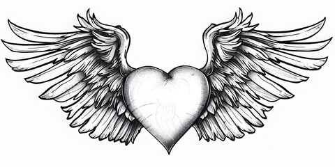 Heart Winged very simple traditional tattoo flash styles illustration