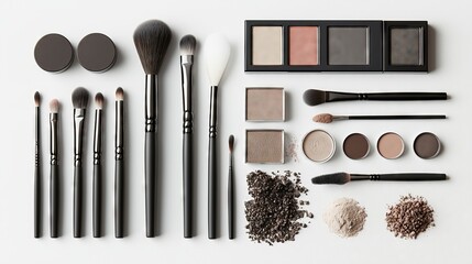 Wall Mural - A background featuring an array of makeup tools, for cosmetic and beauty projects	