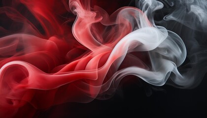 Canvas Print - abstract red and grey smoke interaction on a dark background