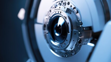 Poster - A close-up view of a satelliteas camera module, focusing on the lens and protective cover.