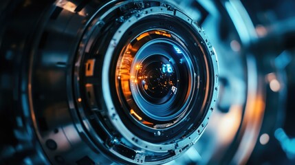 Poster - A close-up view of a satelliteas camera module, focusing on the lens and protective cover.