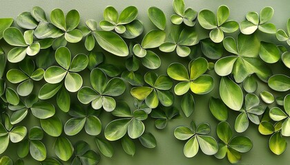 Wall Mural - green leaves on the wall raat ki rani flower