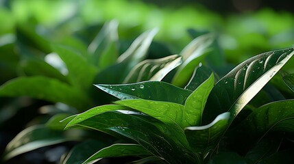 Sticker - Clean green botanical leaves in the garden photo