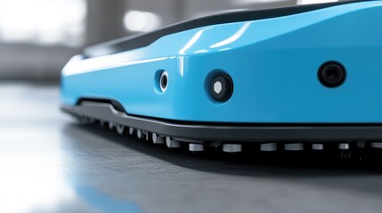 Wall Mural - Close-up of a cleaning robotas bumper strip, focusing on the impact detection points and cushioning material.