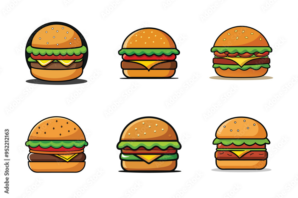 Vector illustration of a minimalist burger icon with clean lines, ideal for app interfaces and branding.