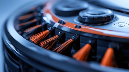 Poster - Close-up of a cleaning robot's side brushes, showing the fine bristles and rotating mechanism.