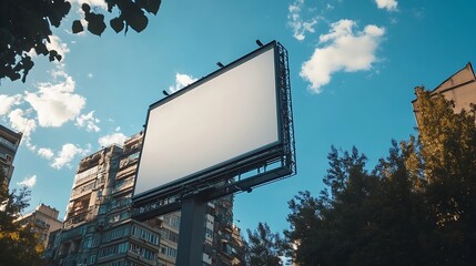Poster - Mock up gray large LED display vertical billboard on tower building clipping path for mockup : Generative AI