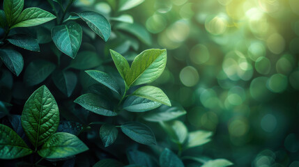 Wall Mural - A leafy green plant with a few drops of water on it