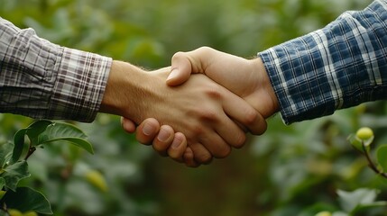 Thank you handshake and people with b2b farm deal for agriculture partnership or small business support Welcome shaking hands and farming collaboration for supply chain trust and agro  : Generative AI