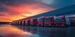 © gen_pick - Fleet of Modern Trucks Parked Neatly for Deliveries at Dawn