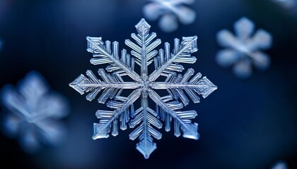 intricate snowflake design on a dark blue background capturing the beauty and uniqueness of winter s delicate artistry