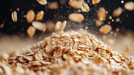 Poster - oat flakes on isolated background : Generative AI