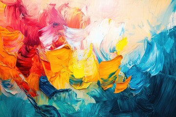 Poster - Abstract painting with vibrant colors and thick brushstrokes