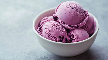 Poster - Blueberry ice cream in bowl isolated on white background : Generative AI