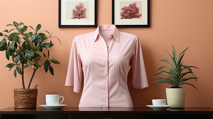 Beautiful woman shirt hanging on wall photo