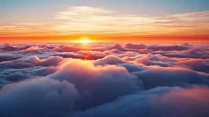 Poster - The sky is filled with clouds and the sun is setting. The sky is a beautiful mix of orange and pink hues