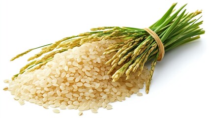 Poster - Rice isolated on white background clipping path full depth of field : Generative AI