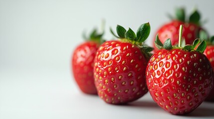 Aufkleber - Red strawberries isolated on a white background : Generative AI