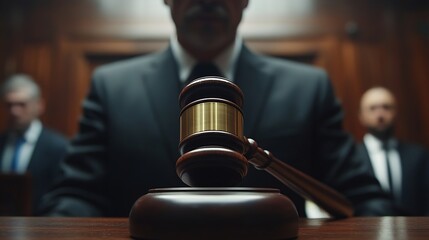 Aufkleber - Justice lawyers with Judge gavel Businessman in suit or lawyer Hiring lawyers in the digital system Legal law prosecution legal adviser lawsuit detective investigationlegal consultant : Generative AI