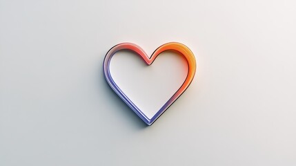 Aufkleber - heart outline drawn in a minimalist with soft shadows and subtle color