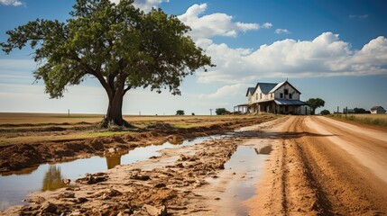 Canvas Print - Old abandoned farmhouse in a rural area  